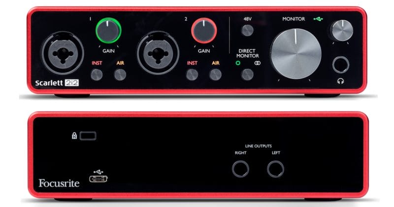 front and back of audio interface to show inputs and outputs